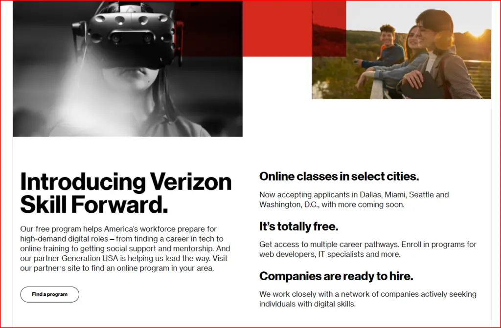 Verizon skills forward job training