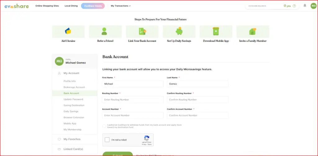 How to link your bank account to Evoshare!
